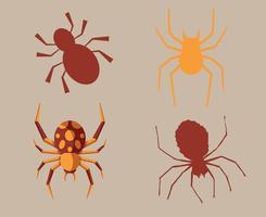 Araña objetos marrones y amarillos signos símbolos ilustración vectorial abstracto con fondo marrón vector