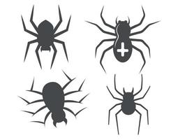 Spider Black Objects Signs Symbols Vector Illustration Abstract With White Background