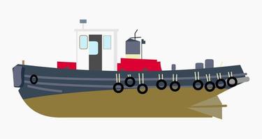 Simple Flat Generic Ocean Tug Boat Rescue Vessel vector