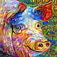 Vibrant Abstract Impressionist Pig Portrait Painting vector