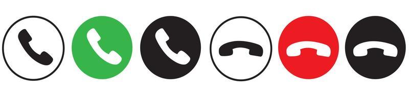 phone call icon vector. mobile cell answer symbol. dial internet button graphic illustration. isolated on white background. red green circle. receive contact decline. handset shape. talk