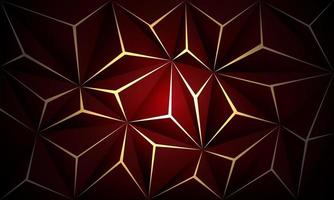 Abstract deep red polygon gold light futuristic technology design background vector