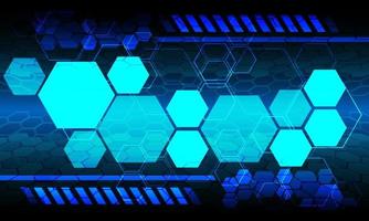vector de fondo de diseño futurista de datos de pantalla de monitor hexagonal de tecnología azul