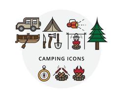 camping activity icons. Traveling icons . Hiking icons vector . Tourism signs