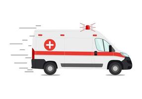 Emergency car with sirens isolated on the white background, fast help concept. Vector illustration