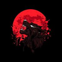 angry werewolf on red blood moon Illustration vector