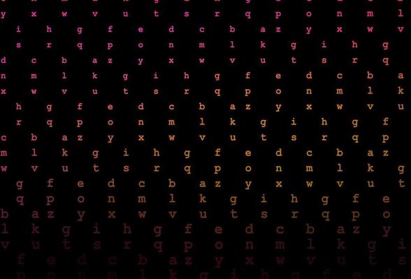 Dark pink, yellow vector layout with latin alphabet.