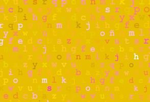 Light pink, yellow vector background with signs of alphabet.