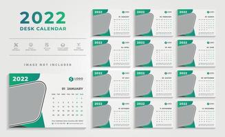 calendario moderno de color verde para 2022 vector