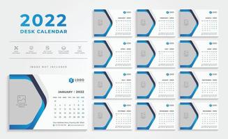 plantilla de calendario de escritorio abstracto 2022 vector