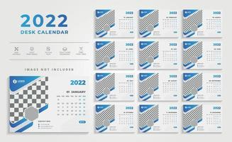 moderno diseño de calendario de escritorio de color azul 2022 vector