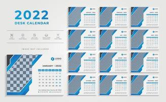 moderno diseño de calendario de escritorio azul 2022 vector
