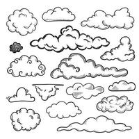 dibujado a mano doodle conjunto de nubes vector