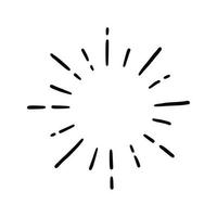 Hand drawn sunburst shine ray. Doodle vector