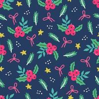 Christmas floral seamless pattern vector