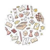 Hand drawn set of board game element vector