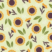 Seamless pattern of simple sunflower vector