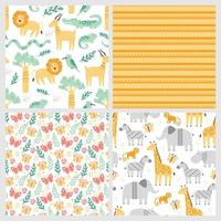 Seamless pattern with cute african animals vector