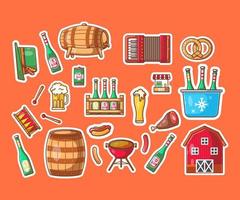 oktoberfest element cartoon illustrations sticker pack vector