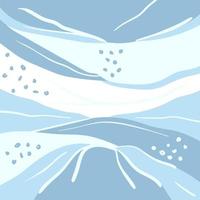 Winter abstract snow background with flowing shapes and doodle. Flat vector illustration for covers, postcards and social networks