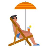 man relaxing on the beach vector
