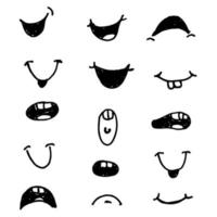 Vector hand drawn cartoon smiles collection