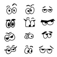 Vector hand drawn set of cartoon faces or eyes