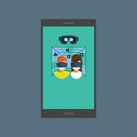 Mobile phone screen template with flat style virtual reality elements illustration vector