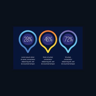 Modern infographic business future charts monitor screen dark ui theme bullets frames diagram graph vector simple dashboard elements