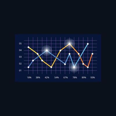 Modern infographic business future charts monitor screen dark ui theme bullets frames diagram graph vector simple dashboard elements