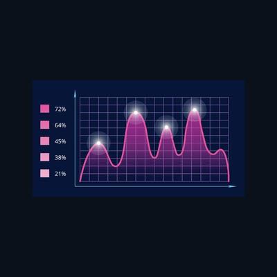 Modern infographic business future charts monitor screen dark ui theme bullets frames diagram graph vector simple dashboard elements