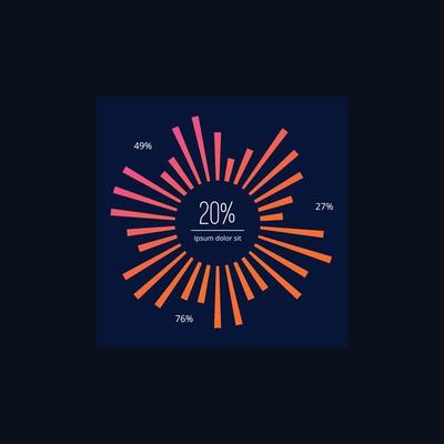 Modern infographic business future charts monitor screen dark ui theme bullets frames diagram graph vector simple dashboard elements