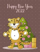 Tiger in hand draw style. Symbol of 2022. Collection New Year 2022 vector