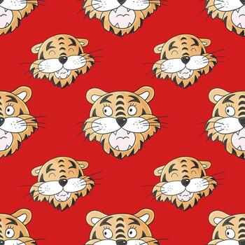 Tiger in hand draw style. Symbol of 2022. Collection New Year 2022 vector