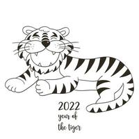 Tiger in hand draw style. Symbol of 2022. New Year 2022 vector