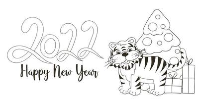 Tiger in hand draw style. Symbol of 2022. New Year 2022 vector