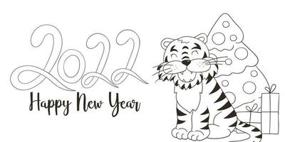 Tiger in hand draw style. Symbol of 2022. New Year 2022 vector