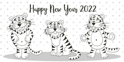 Tiger in hand draw style. Symbol of 2022. New Year 2022 vector