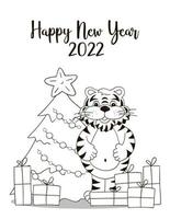 Tiger in hand draw style. Symbol of 2022. New Year 2022 vector