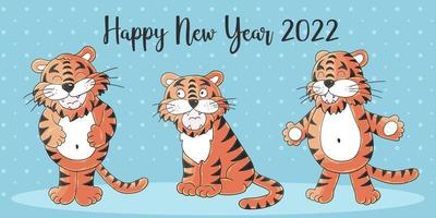 Tiger in hand draw style. Symbol of 2022. Collection New Year 2022 vector