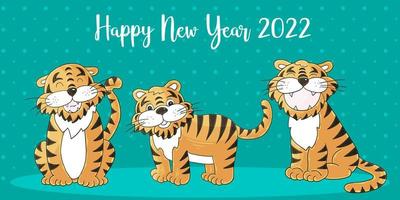 Tiger in hand draw style. Symbol of 2022. Collection New Year 2022 vector