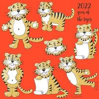 tigre en estilo de dibujo a mano. símbolo de 2022.Colección año nuevo 2022. vector