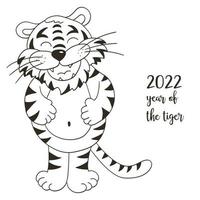 tigre en estilo de dibujo a mano. símbolo de 2022 año nuevo 2022 vector