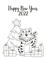 Tiger in hand draw style. Symbol of 2022. New Year 2022 vector