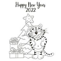 Tiger in hand draw style. Symbol of 2022. New Year 2022 vector