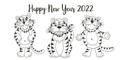 tigre en estilo de dibujo a mano. símbolo de 2022 año nuevo 2022 vector