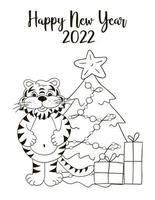 Tiger in hand draw style. Symbol of 2022. New Year 2022 vector