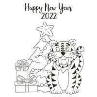 Tiger in hand draw style. Symbol of 2022. New Year 2022 vector