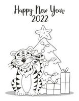 Tiger in hand draw style. Symbol of 2022. New Year 2022 vector