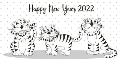 Tiger in hand draw style. Symbol of 2022. New Year 2022 vector